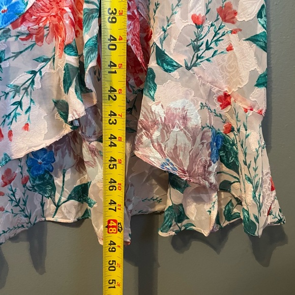 NWOT Kenzie Sz 0 Women’s Pink Floral Ruffle Midi Short Sleeve Dress Ret $149! - Picture 13 of 16